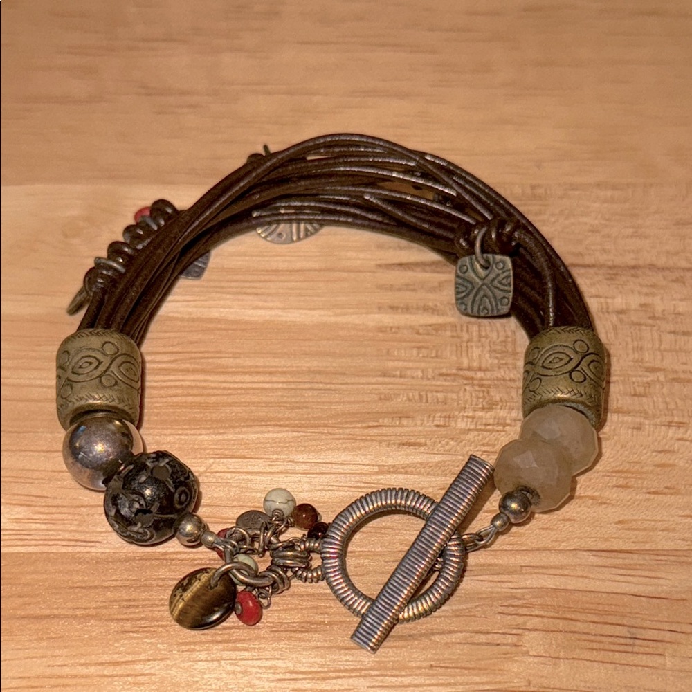 Retired Silpada Brown Multi-Strand Leather Cha Cha Bracelet B1889